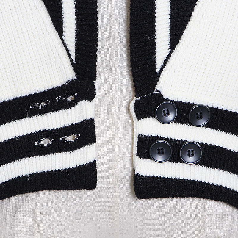 Title 2, College Style Cardigan Black And White Collisio...