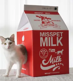 Milk Carton Cat Scratcher Cat Toy Corrugated Paper - Original Milk - View 1