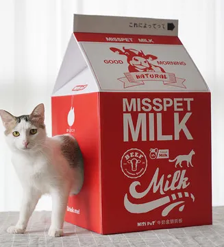 Milk Carton Cat Scratcher Cat Toy Corrugated Paper Original Milk - Shop at LoveMi