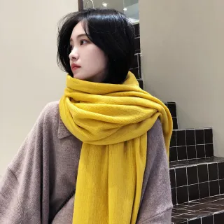 Women's Versatile Fashion Solid Color Knitted Woolen Scarf - Yellow