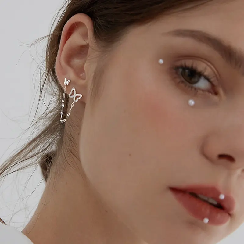 925 Double-hole Butterfly Earrings