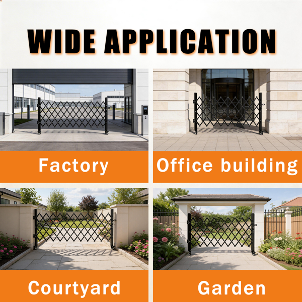 Foldable Security Gate, Expandable Safety Barrier With 360degree Swivel Casters Lockable Design, Portable Mobile Rolling Barricade For Garage, Warehouse, Driveway And Pool Areas 87inH X 85in W — foto 5