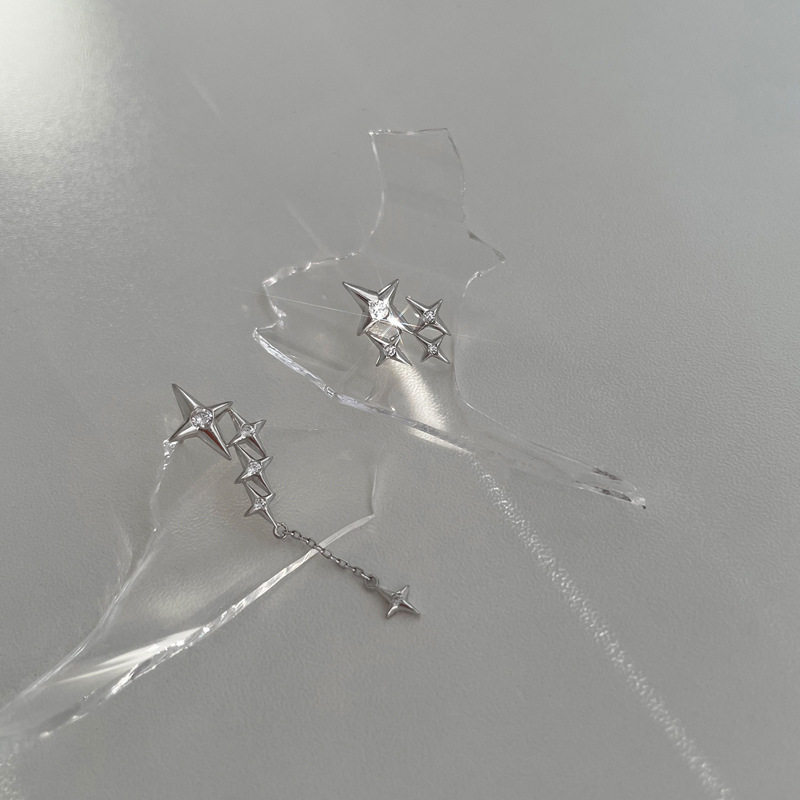 Silver Needle Temperament Meteor Earrings Female Retro