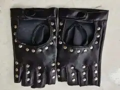 Women's Half Finger Gloves Show Short Half Punk Rivet Pole Dancing Fingerless - Black - View 1