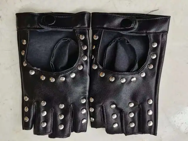 Women's Half Finger Gloves Show Short Half Punk Rivet Pole Dancing Fingerless Black - Shop at LoveMi