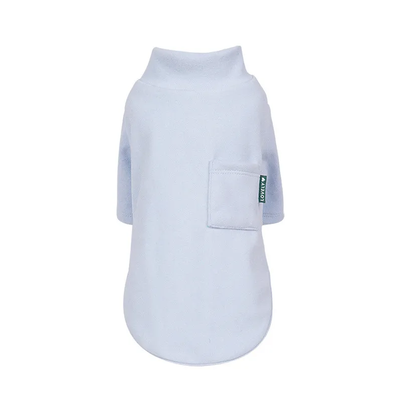 Pet Dogs And Cats Thickened Warm Sweatshirt Bottoming Shirt - Light Blue