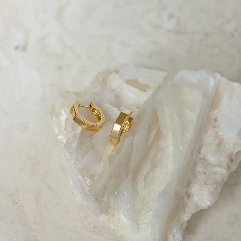 18K Real Gold Plated Classic Polygon Earrings