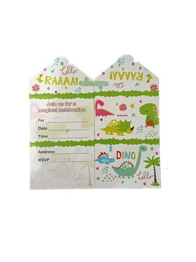 Dinosaur Children's Paper Plate Paper Cup Arrangement Props Party Decoration Tableware Set 12Dinosaur Invitation Cards I - Shop at LoveMi
