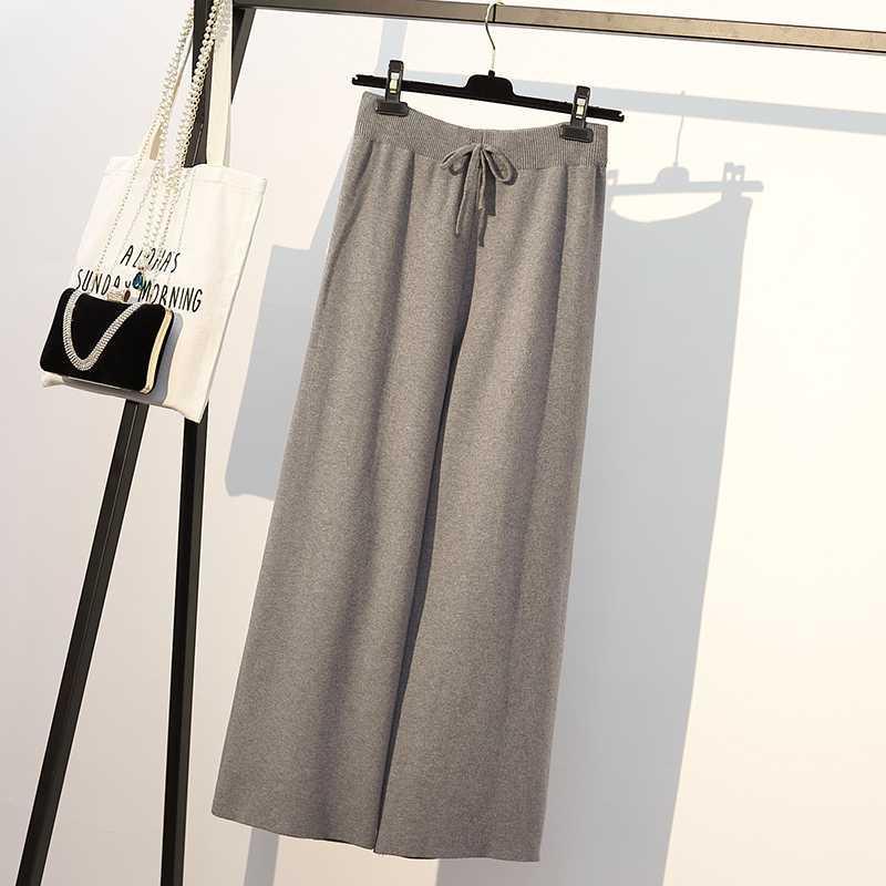 Title 4, High Waist Drape Split Autumn Knitted Pants