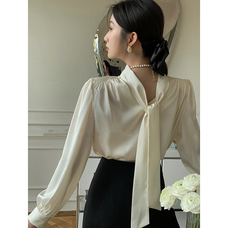 Women's French Hepburn Reversible Streamer Glossy Shirt