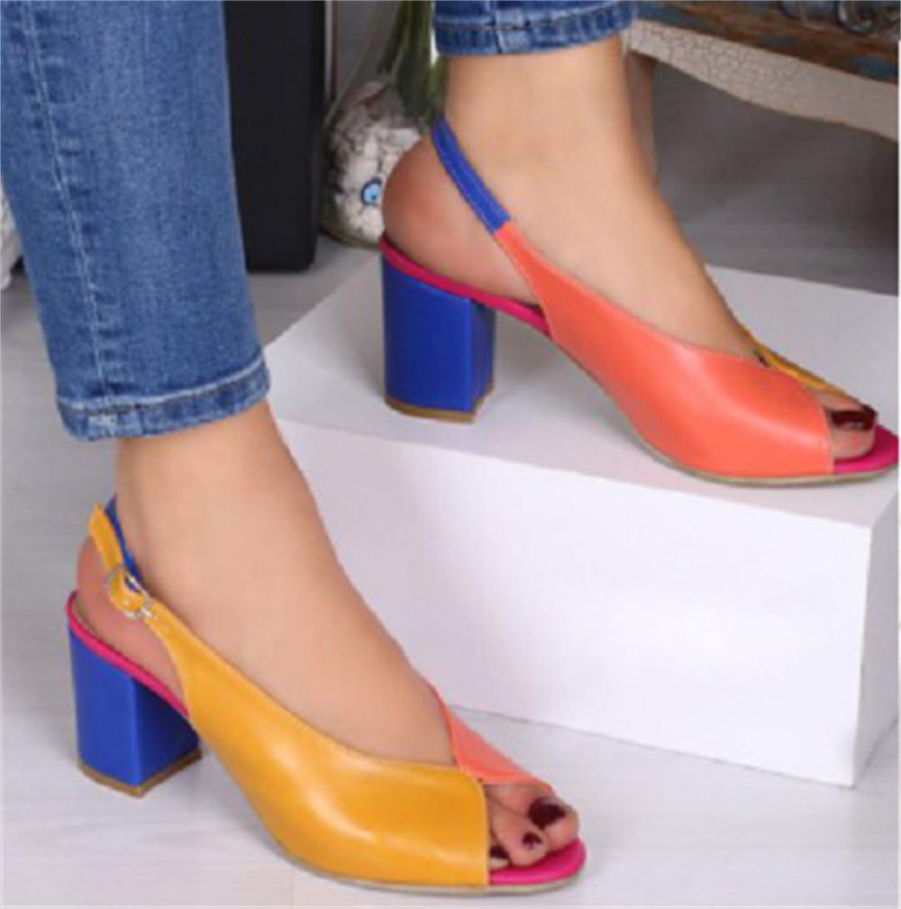 Color-blocking And Colorblocking Bright And Beautiful Highheeled Sandals