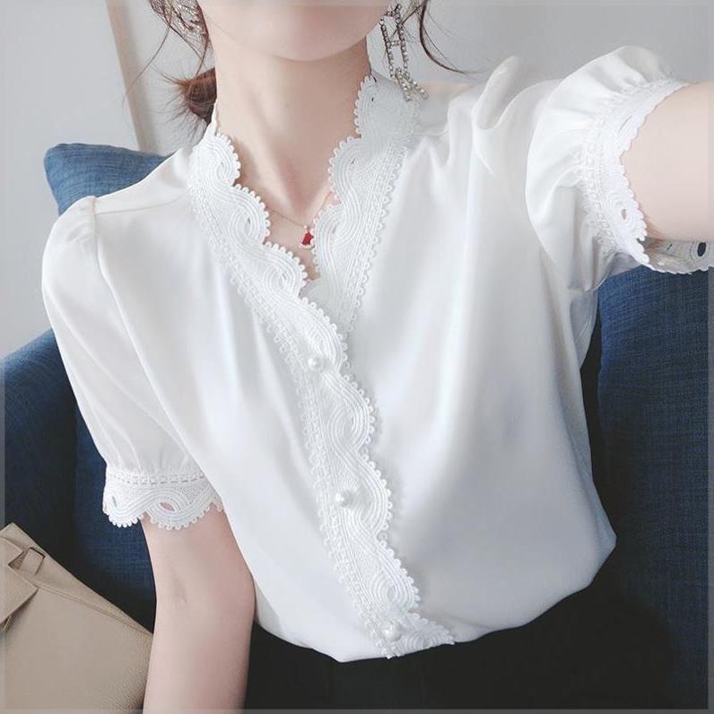 All-match Top Western Style Small Shirt Super Fairy White Shirt