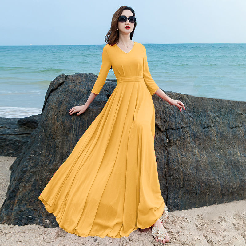 Long Beach Dress With Big Swing Shows Slim And Self-cultivation Temperament