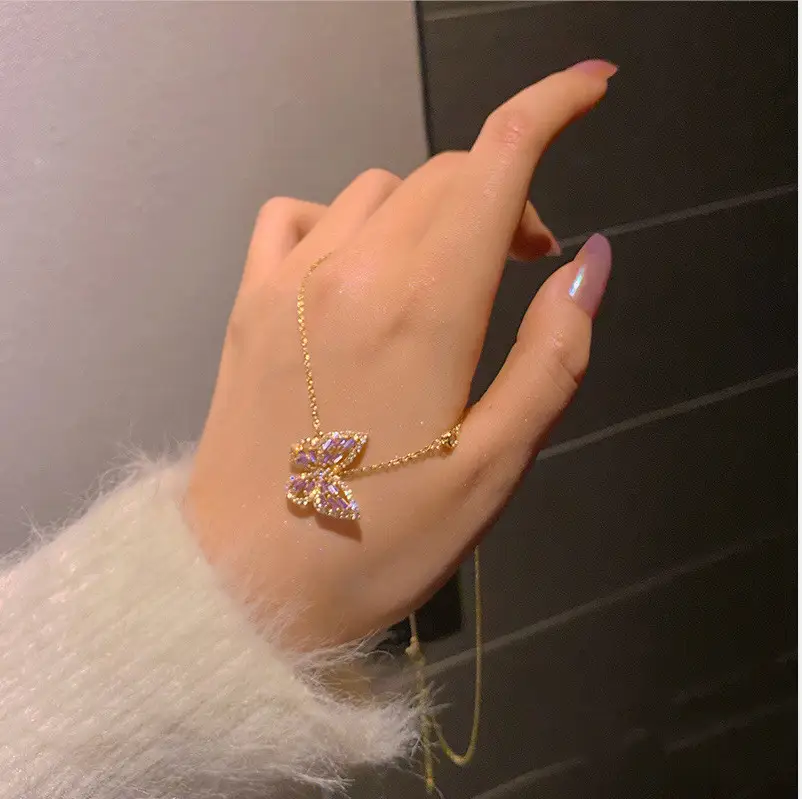 Real Gold Plating Korean Temperament Fashion Micro-inlaid Zircon