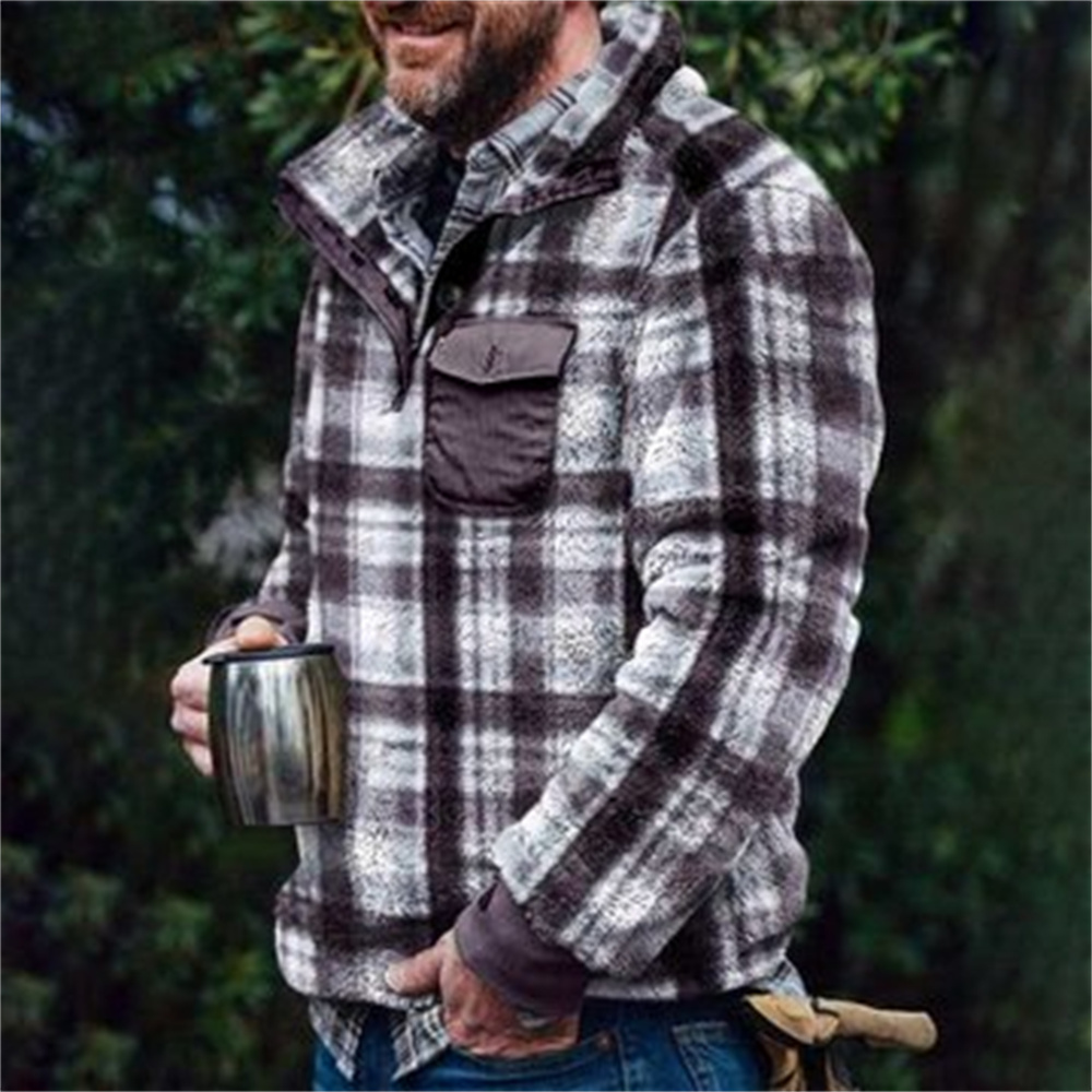Autumn And Winter Casual Button Pocket Flannel Plush Men's Sweater