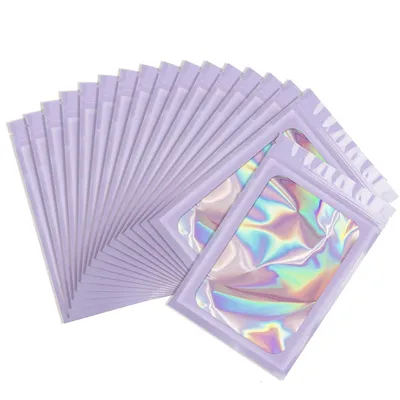 Deodorant Mylar Bag Visible Holographic Packaging Purple - Shop at LoveMi