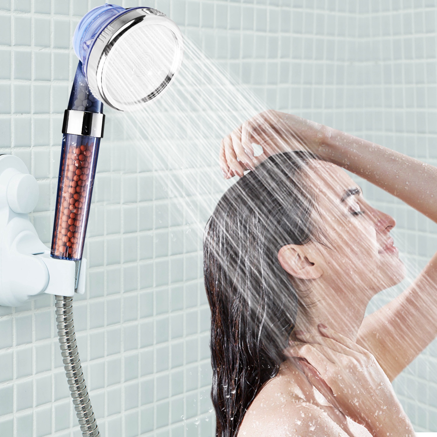 1Pc Ionic Filtration Shower Head High Pressure 3 Mode Stone Water Saving Bath Handheld Shower_voghion.com