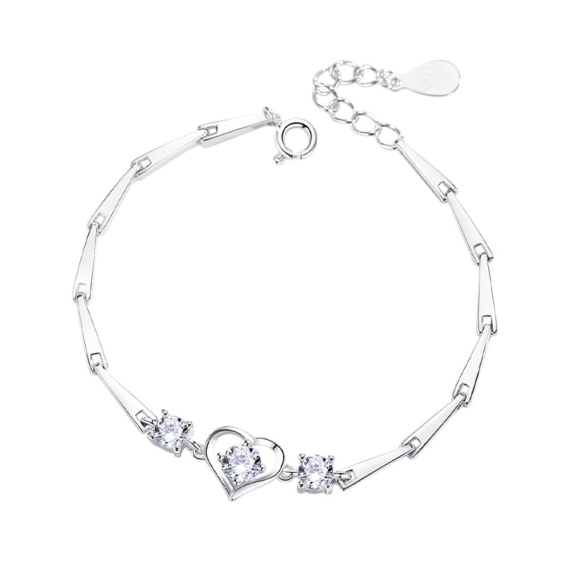 Title 3, Dames zilveren hart armband, perfect cadeau. Ee...