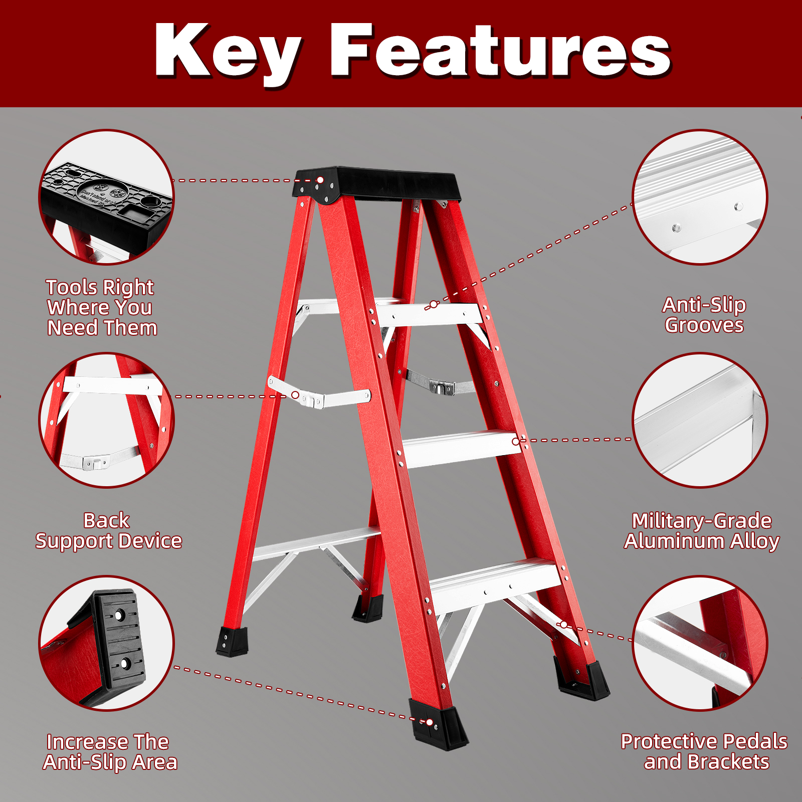 Fiberglass Insulating Ladder, Folding Step Ladder For Safe Electrical Work — foto 12
