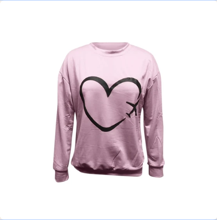 Title 6, Autumn sweater heart-shaped airplane printed Sw...