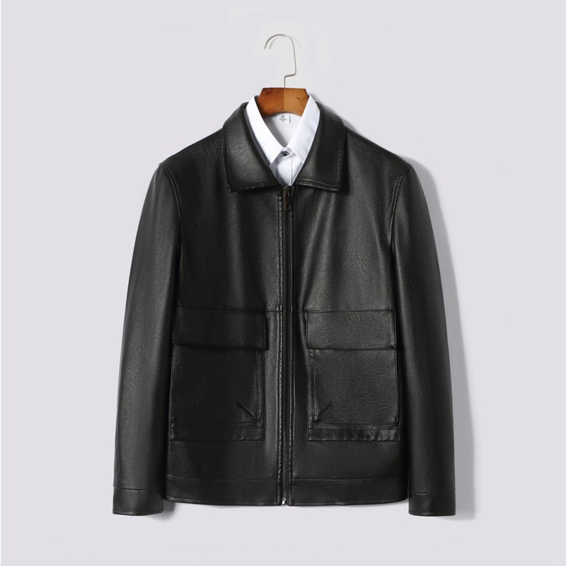 Men's PU Leather Baseball Collar Leather Jacket