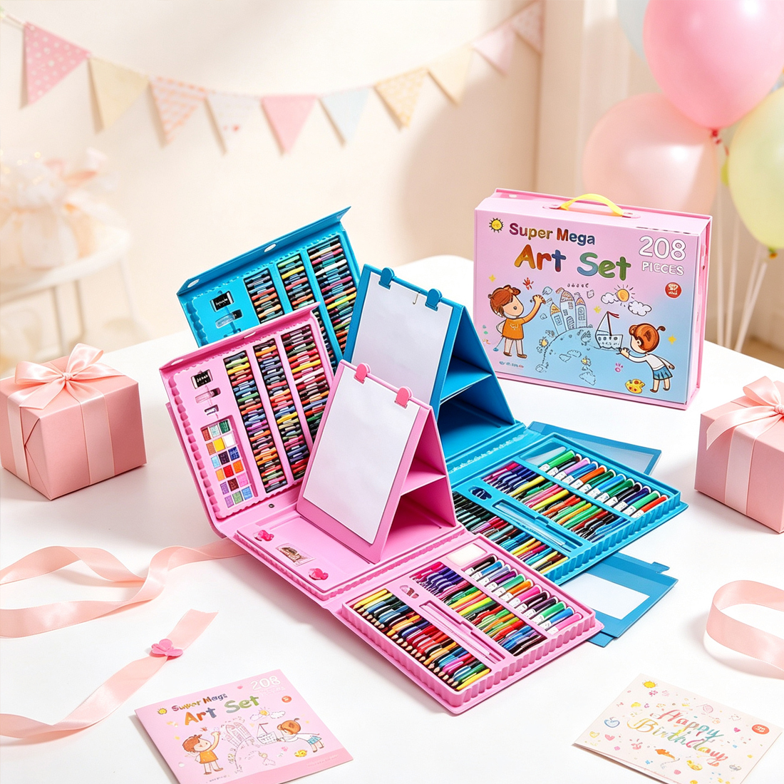 208 Pcs Art Set Kids Childrens Colouring Drawing Painting Arts & Crafts Case UK — image 4
