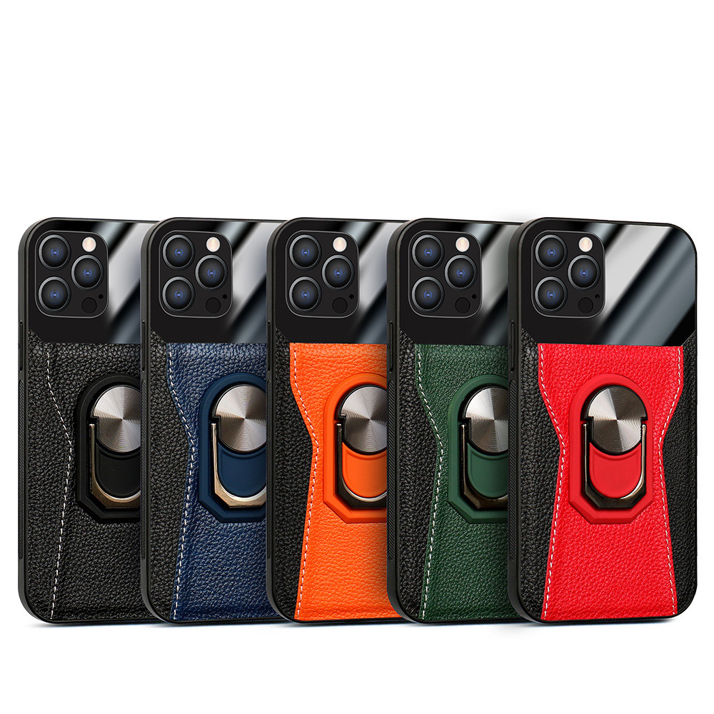 Ring Holder Phone Magnetic Protective Leather Case