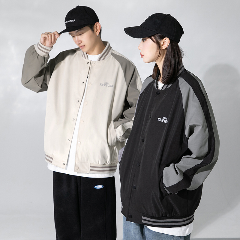 Contrast Color Design Baseball Jacket Trend