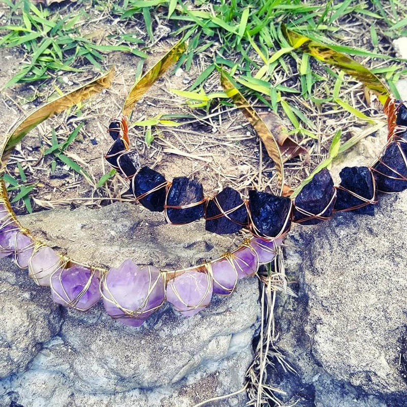 Natural Crystal Quartz Crown Born Amethyst Gemstone Wedding Headdress — foto 10