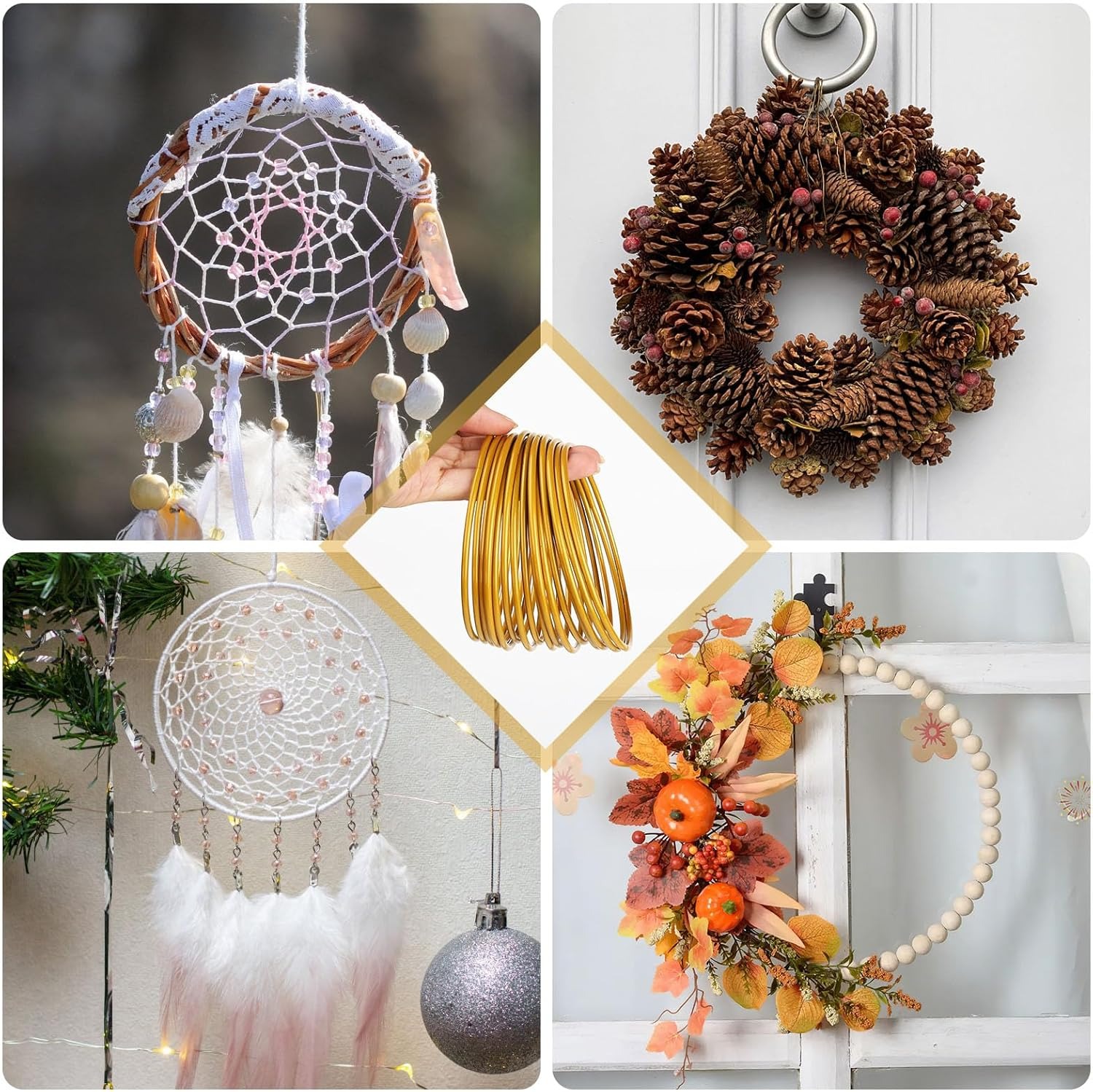 16 Metal Craft Rings, 10cm, Wire Macrame Round Dreamcatcher Wreath Frames — image 5