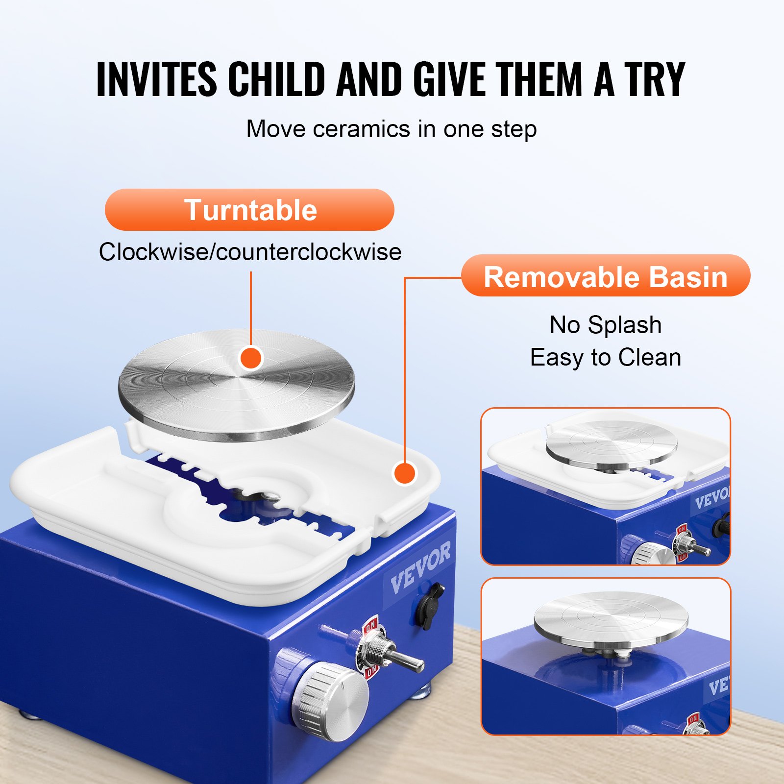 VEVOR Mini Pottery Wheel, For Kids Or Beginners, 2 Turntables 2.6in 3.9in Ceramic Wheel Machine… image 2