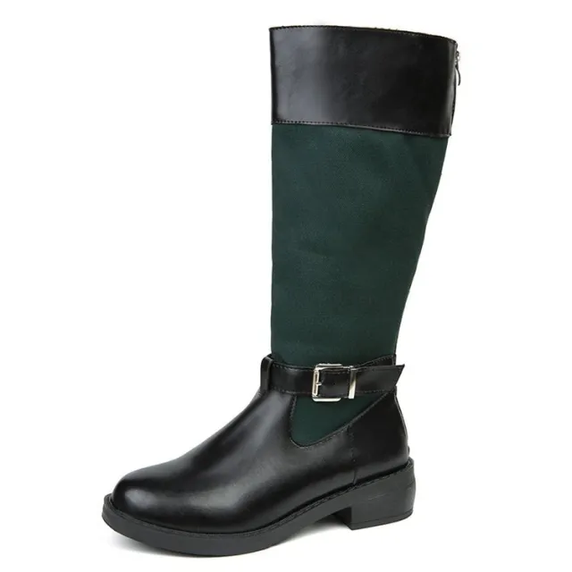 Flower Print Western Boots Fashion Mid Knee High Boots Winter Shoes Green - Shop at LoveMi