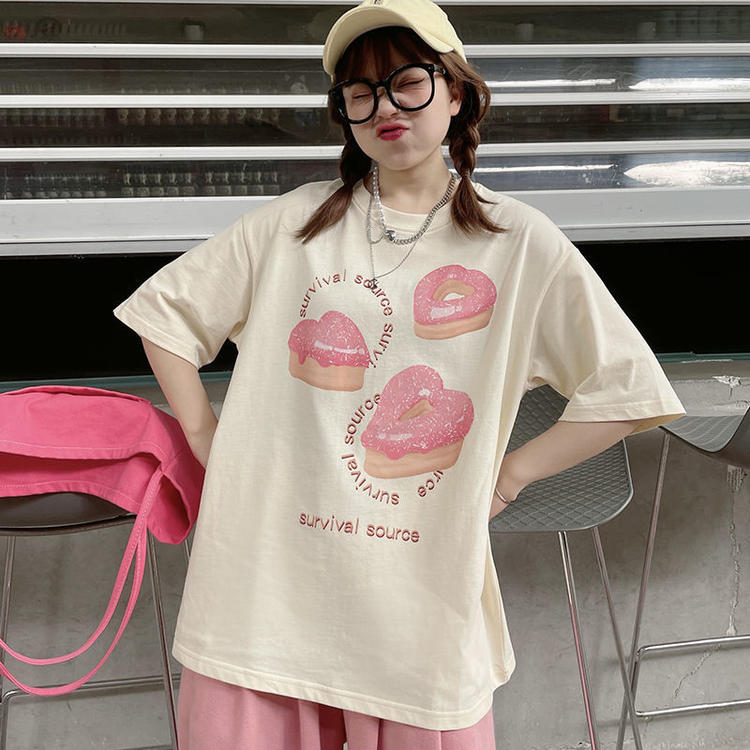 Title 6, Cartoon Love Donuts Loose Short Sleeve