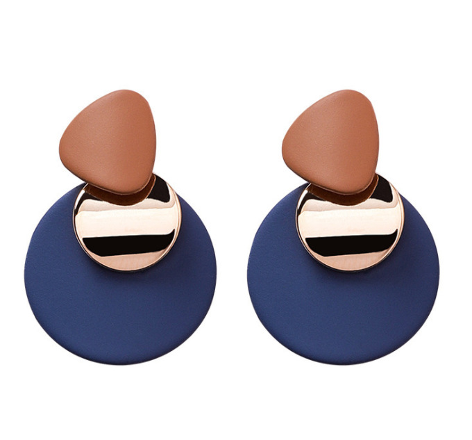 925 Silver Needle Korean Fashion Irregular Geometric Design Disc Earrings