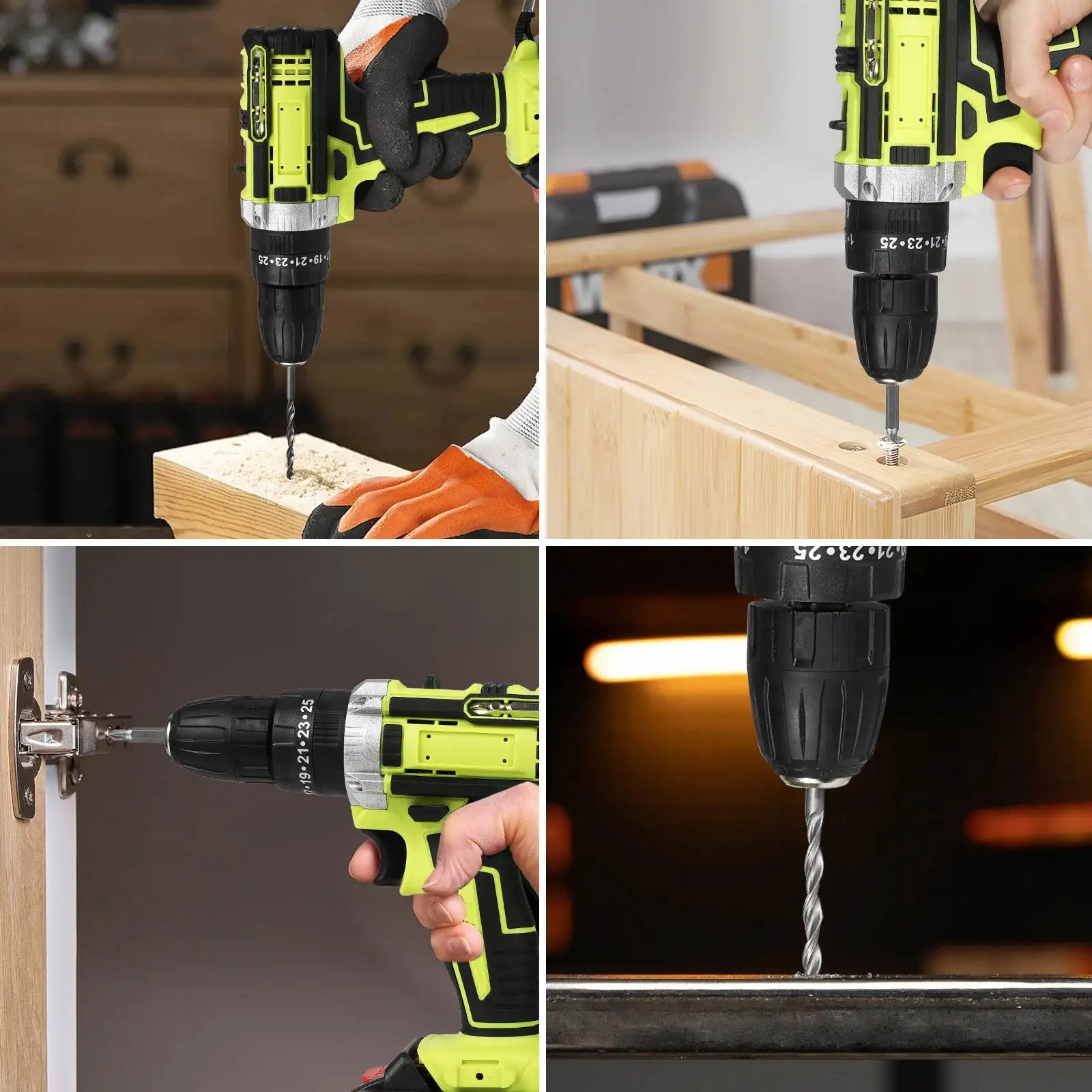21V Battery Impact Drill Electric Screwdriver Electric Hammer Drill Mini Wireless Hand Drill Lithium-Ion Battery Power Tools