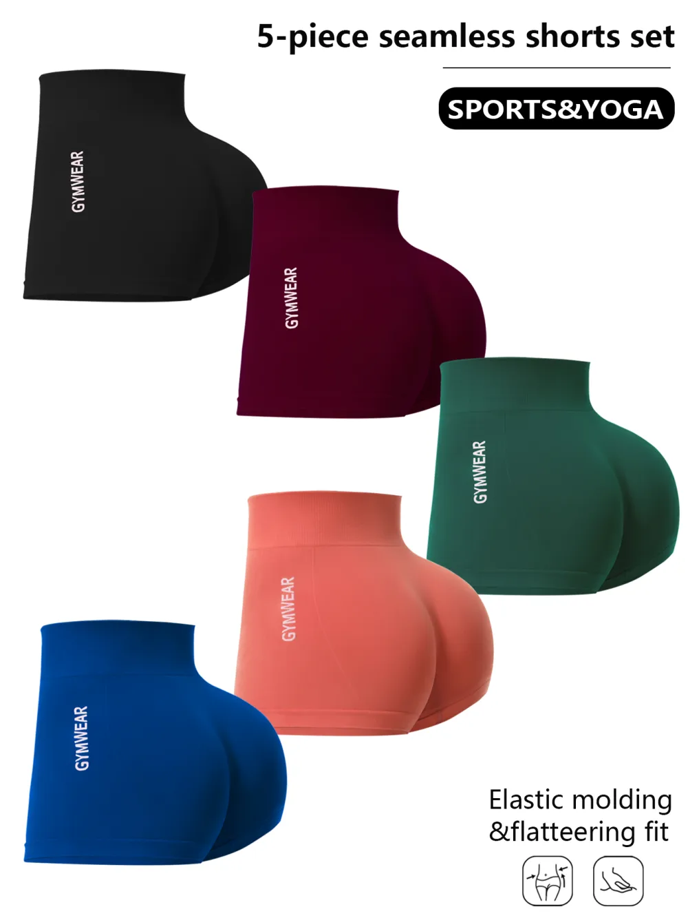 Women 5-Pack Seamless High Waisted Yoga Shorts