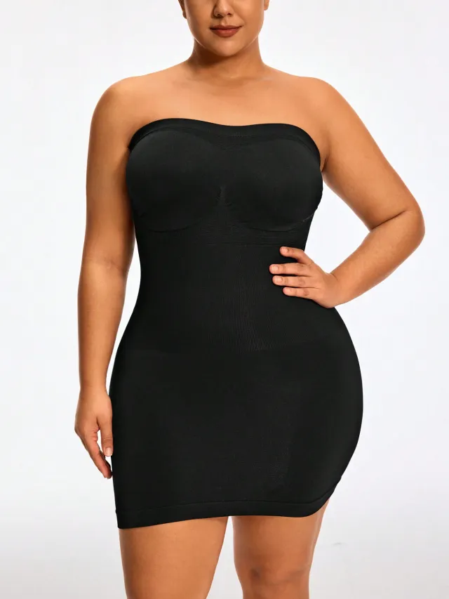 Strapless Full Body Shapewear Bodysuit Bust Lift Tummy Waist Control Natural Butt Lift Black - Shop at LoveMi