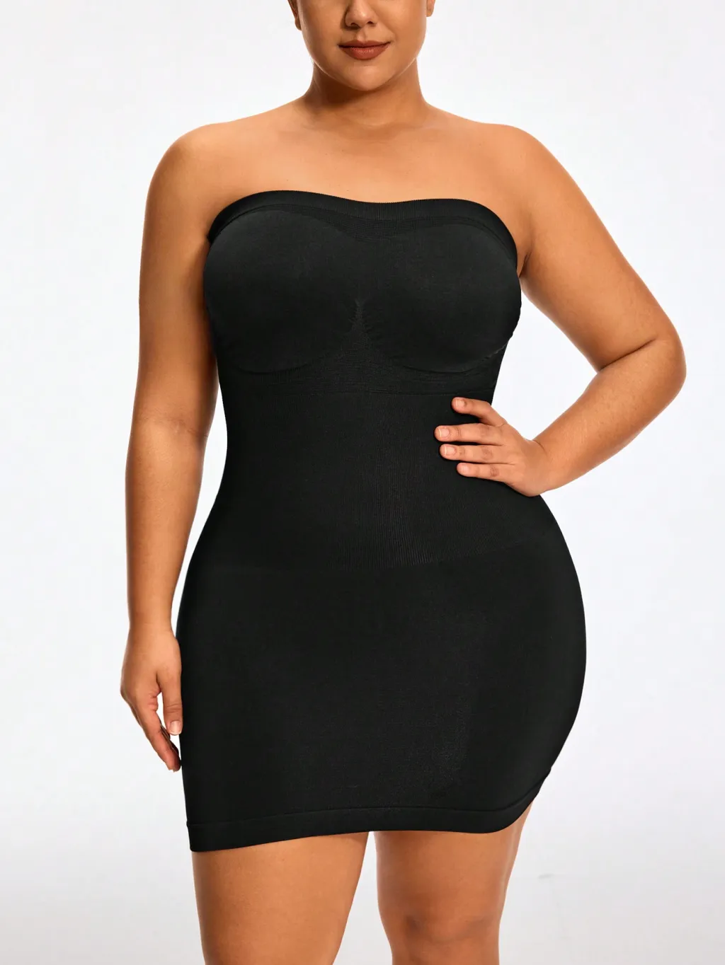 Strapless Full Body Shapewear Bodysuit Bust Lift Tummy Waist Control Natural Butt-Lift - Black
