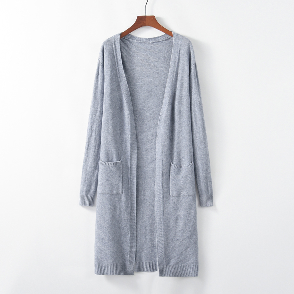 European And American Loose Solid Color Sweater Cardigan