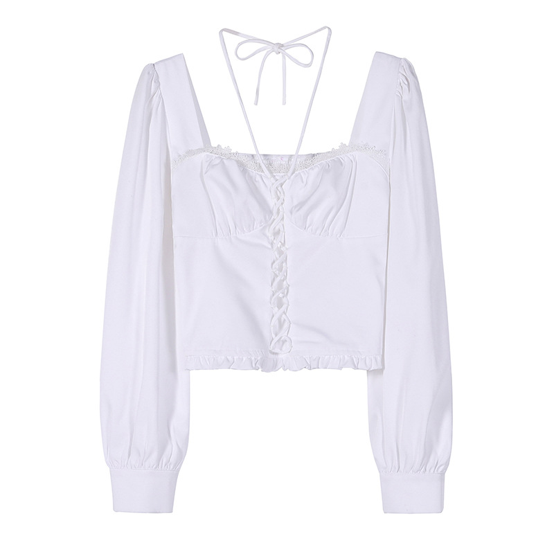 Lace High Waist Short Long Sleeve T-shirt