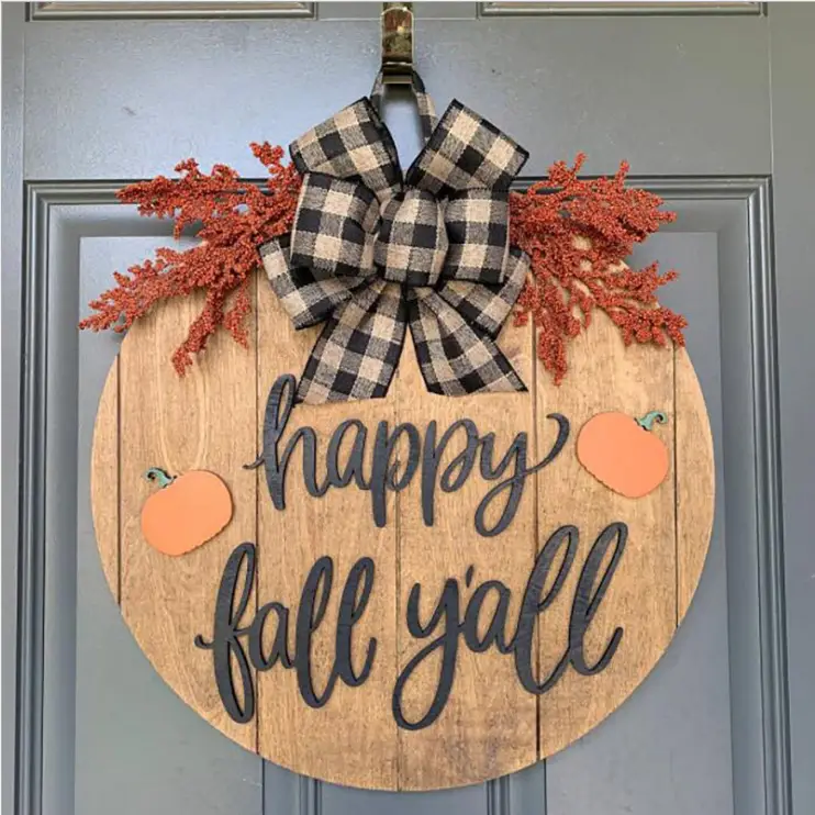 Cross-border Hot Style Bow Tag Door Hanging Autumn Pumpkin New Listing