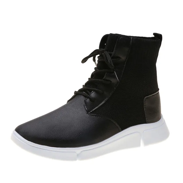 High top Mesh Martin Boots Leather Black - Shop at LoveMi