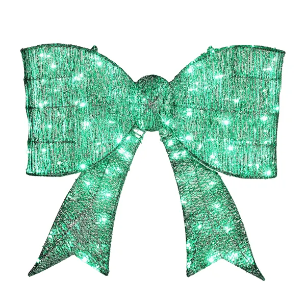 Pre lit Outdoor Giant Bowknot Christmas Decoration, Lighted Metal Frame With 124 Green LED Lights, For Front Door Gate Wall Indoor Outdoor Holiday ... - Shop at LoveMi