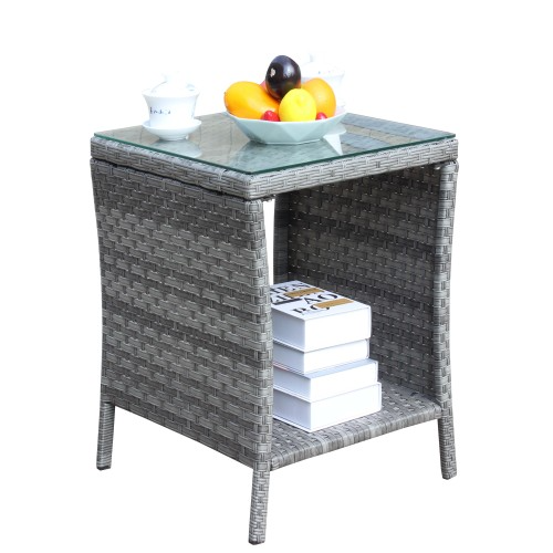 Outdoor Patio Furniture 1 Coffee Table With Clear Tempered Glass — foto 8