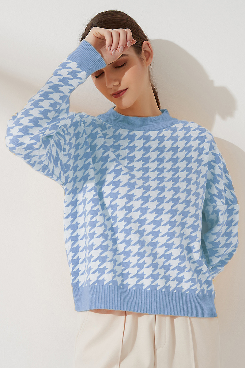 Round Neck Pullover Blouse College Style Literary Retro Sweater