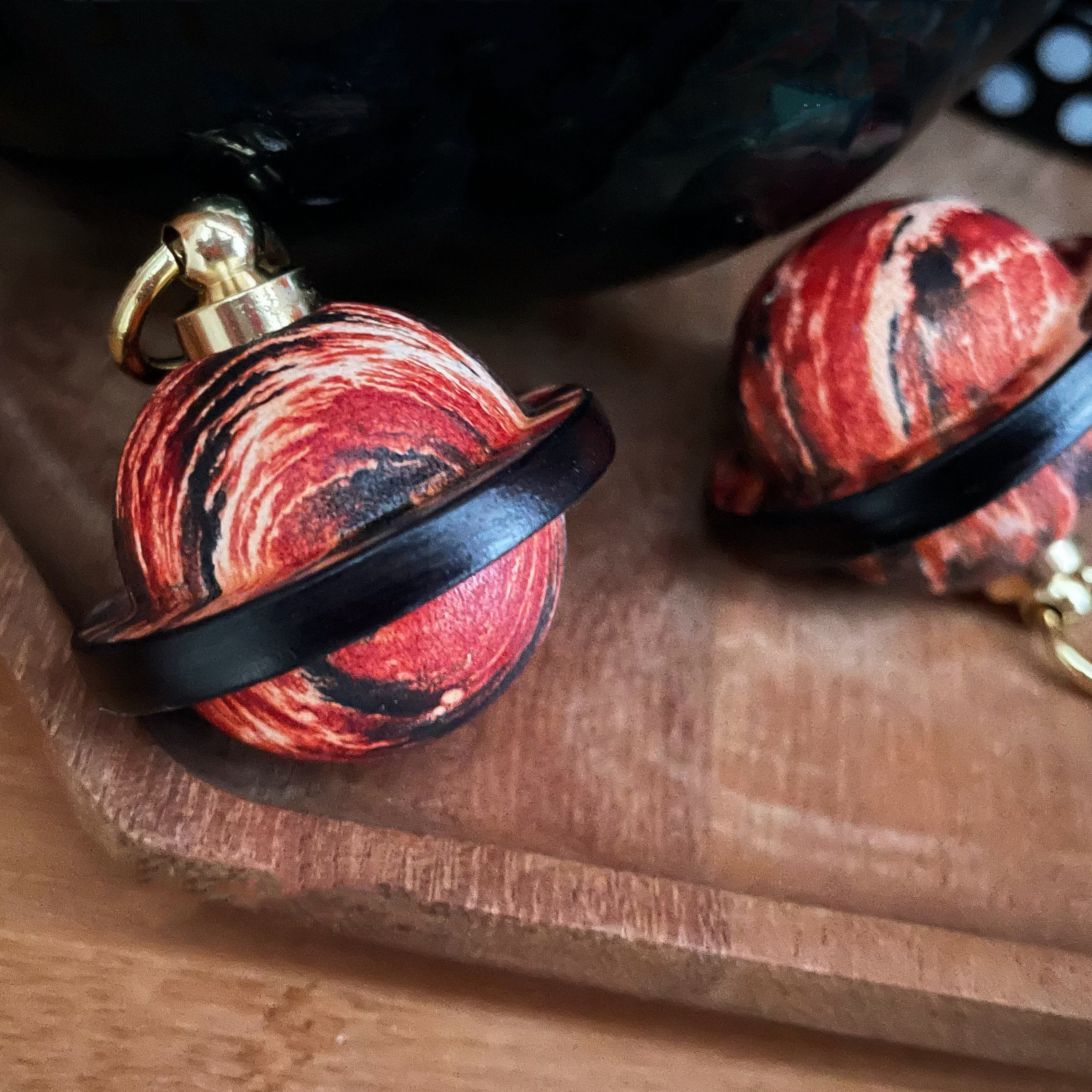 Login Planet Handmade Leather Car Keychain Ring Bell