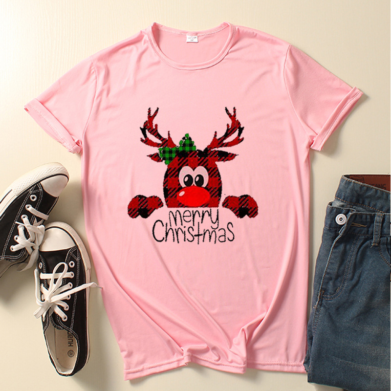 Title 1, Casual Christmas Print Round Neck Short-sleeved...