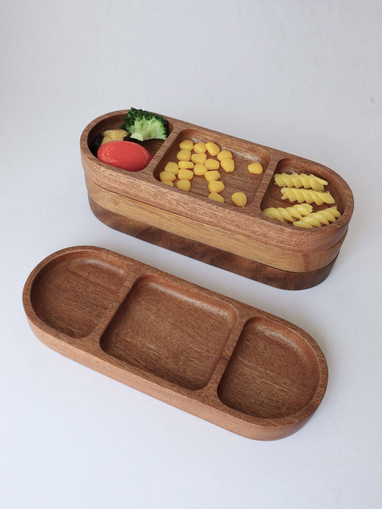 Title 2, Solid Wood Three Grid Dipping Sauce Japanese Ho...