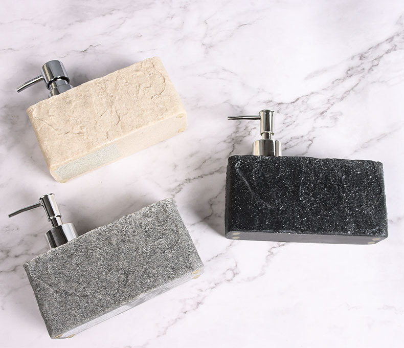 Marble Soap Dispenser, Kitchen Sponge Holder Organizer, Refillable Dish Soap And Hand Wash Bottle Set, Countertop Sink Caddy, Desktop Cleaning Liquid Storage Box