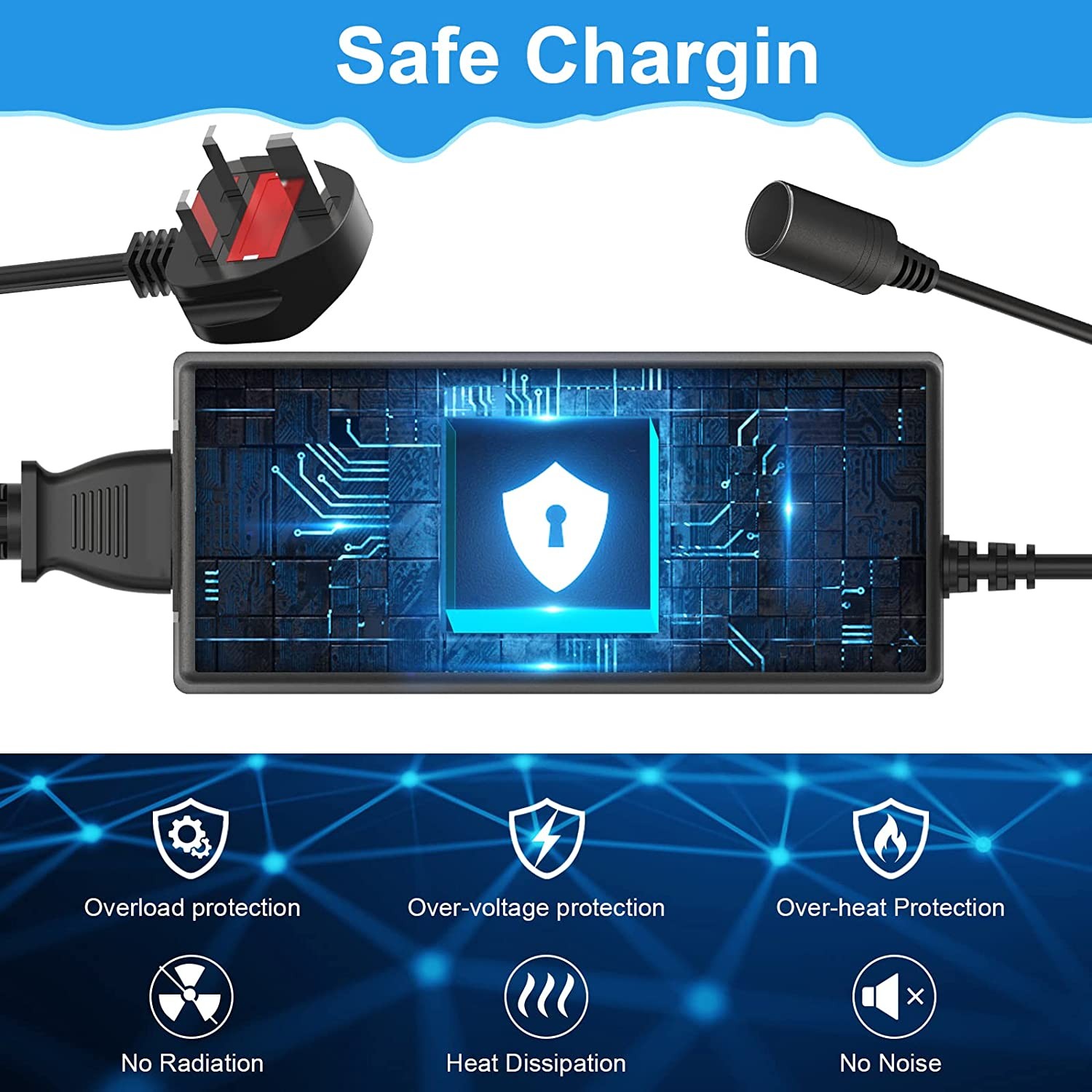 240V To DC 12V Mains Plug Cigarette Lighter Socket Car Van Charger Power Adapter